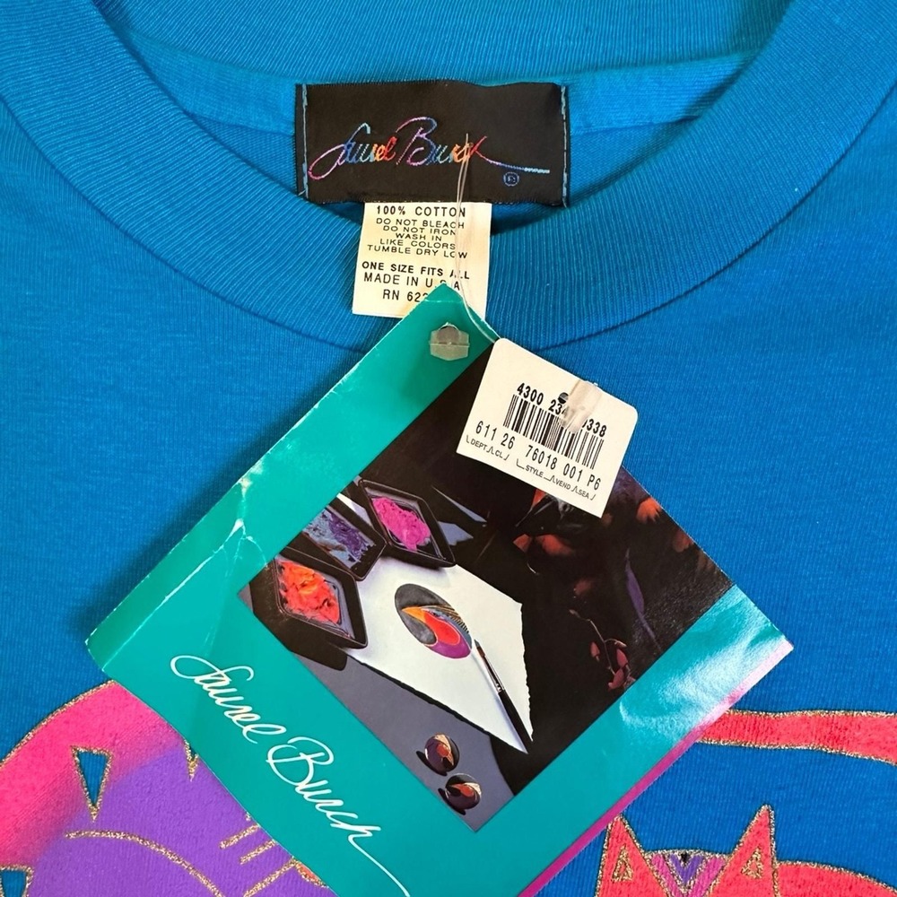 NWT Vintage Laurel Burch Fantastic Felines Art T-Shirt Size OSFA - Laurel Burch - Picture 4 of 4